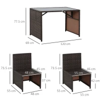 Outsunny  Set Mobili da Giardino in Rattan 5pz Tavolo Pranzo 4 Sedie con Cuscini(m-3)