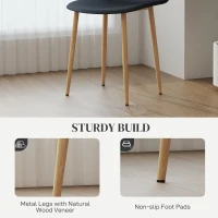 HOMCOM Modern Dining Chairs Set of 4, Kitchen Chairs with Backrest and Steel Legs for Dining Room, Living Room, Black(m-6)