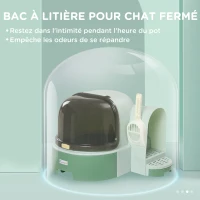 PawHut Maison de toilette, bac à litière fermé pour chat Compartiment Inférieur Amovible pour un Nettoyage Facile Pelle inclus(m-6)