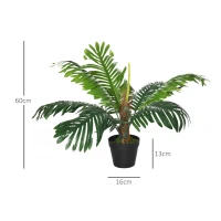 Outsunny 2 Pack 60cm Artificial Palm Tree Decorative Plant with Nursery Pot, Fake Tropical Tree for Indoor Outdoor Decor(m-3)