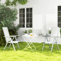 Outsunny Set of Two Aluminium Folding Chairs  - Light Grey(m-8)