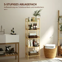 HOMCOM Bambus-Badezimmerregal mit 5 Ebenen, Aufbewahrungsregal mit verstellbaren Regalböden, 43,5 x 31,5 x 142 cm, Naturholz(m-4)