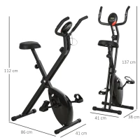 HOMCOM Bicicleta Estática Plegable Bicicleta Magnética Xbike con Resistencia Ajustable Pulsómetro Pantalla LCD Sillín Cómodo Acero(m-3)