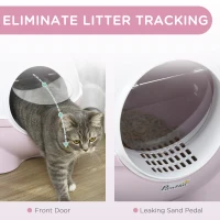 PawHut Large Cat Litter Box, with Scoop, Front Entrance, 53 x 51 x 48cm - Pink(m-4)