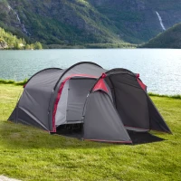 Outsunny Dome Tent for 3-4 Person Family Tent with Screened-In Porch Waterproof Dark Grey(m-2)