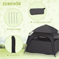 PawHut Haustierzelt, Hundezelt, klappbar, wetterbeständig, Hundehütte, für große Hunde, Schwarz(m-7)