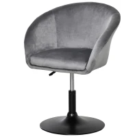 HOMCOM Dressing Table Chair, 360° Swivel Velvet-feel Upholstered Vanity Chair with Tub Seat, Back, Adjustable Height for Bedroom Makeup, Grey(m-11)