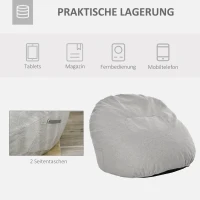 HOMCOM Sitzsack Sitzkissen gepolstert Polyester Schaumstoff Hellgrau(m-4)