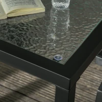 Outsunny Set da Giardino con 2 Sedie a Sdraio Reclinabili Imbottite e Tavolino in Vetro, Grigio(m-8)