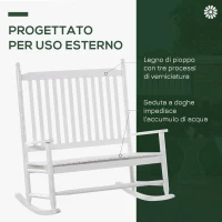 Outsunny Sedia a Dondolo 2 Posti in Legno con Schienale Alto e Braccioli, 117x85x120 cm, Bianco(m-5)