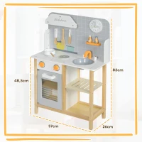 AIYAPLAY Cocinita Infantil Cocinita de Madera Infantil con Sonido Fogón Horno Grifo Fregadero y Accesorios de Cocina Gris(m-3)
