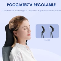 HOMCOM Sedia da Ufficio con Supporto Lombare e Poggiatesta, Seduta Girevole con Altezza Regolabile, Nero(m-4)