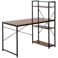 HOMCOM Computer Desk with Storage Shelves on Left or Right, Industrial Reversible Writing Desk for Home Office, Study, Easy Assembly, 120 x 64 x 121cm, Walnut and Black(m-11)