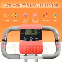 HOMCOM 2-in-1 Folding Exercise Bike with 8-Level Magnetic Resistance, Arm Resistance Band, Pulse Sensor, Orange(m-4)