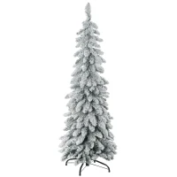 HOMCOM Arbre de Noël artificiel avec support en acier 253 branches enneigées socle pliable hauteur 135 cm vert(m-10)