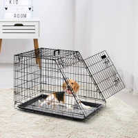 PawHut Cage de transport pour chien taille L dim. 77L x 47l x 55H cm métal noir(m-2)