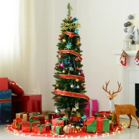 HOMCOM 5ft Unlit Artificial Christmas Tree, Pencil Slim Xmas Tree with Solid Stand and Realistic Branches, Green(m-10)