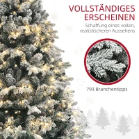 HOMCOM Künstlicher Weihnachtsbaum, 180 cm, LED-Lichter, schneebedeckt, flammenhemmend, Metall(m-6)