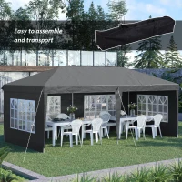 Outsunny 3 x 6m Pop-Up Gazebo, with Removable Walls - Grey(m-4)