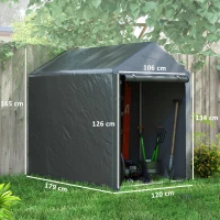 Outsunny Carpa para Bicicletas y Motos 1,2x1,8x1,65 m con 2 Habitaciones Puerta con Cremallera Impermeable Anti-UV Gris Oscuro(m-3)