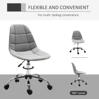 Vinsetto Ergonomic Office Chair with Adjustable Height and Wheels Velvet Executive Chair Armless for Home Study Bedroom Grey(m-5)