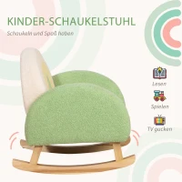 HOMCOM Schaukelstuhl für Kleinkinder Niedliches Design, Schaffell-Imitat, Eukalyptusholz Grün + Gelb Beige(m-4)