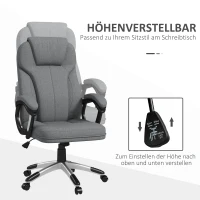 Vinsetto Bürostuhl Schreibtischstuhl Chefsessel, höhenverstellbar, Wippfunktion, 6 cm x 75 cm x 120 cm, Grau(m-4)