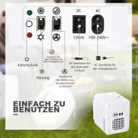 HOMCOM 4L Auto-Kühlschrank Kühlbox Mini-Kühlschrank  DC 12V AC 230V/50Hz 60 W für Auto und Camping Weiß 25,8 x 20,5 x 26,3 cm(m-7)