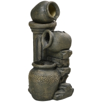 Outsunny Springbrunnen, verstellbare Pumpe, wetterbeständig, 25 cm x 24 cm x 60 cm, Grau