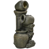Outsunny Springbrunnen, verstellbare Pumpe, wetterbeständig, 25 cm x 24 cm x 60 cm, Grau(m-1)