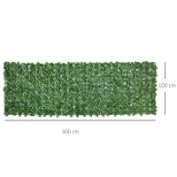 Outsunny 1-Piece Artificial Leaf Hedge Screen Privacy Fence Panel for Garden Outdoor Indoor Decor, Dark Green, 3M x 1M(m-3)