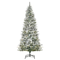 HOMCOM Albero di Natale 210 cm con Luci Incorporate, Albero di Natale Artificiale Innevato con 250 Luci LED Colorate, 829 Rami e Base Pieghevole, Verde(m-10)