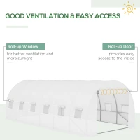 Outsunny Greenhouse Replacement Cover ONLY Winter Garden Plant PE Cover with Roll-up Windows Door, 6 x 3 x 2m White(m-4)