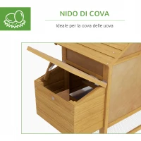 PawHut Pollaio Prefabbricato in Legno per 2 Galline con Recinzione e Nido per Cova, 150.5x54x87cm(m-6)