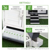 PawHut Gabbia per Galline con Corsa Tetto Impermeabile da Giardino, Pollaio per Galline Ovaiole da Esterno in Legno 166 x 124 x 112 cm(m-7)