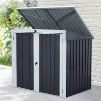 Outsunny Abri de jardin - remise pour outils - abri de poubelle jardin - 2 portes verrouillables - dim. 158L x 100l x 135H cm - tôle d'acier noir blanc(m-2)