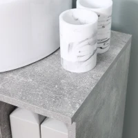 kleankin Waschbeckenunterschrank Badezimmerschrank Waschtischunterschrank mit Schrank Regale verstellbar U-förmiger Ausschnitt Spanplatte Grau+Weiß 60 x 30 x 68 cm(m-9)