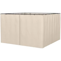 Outsunny Replacement Gazebo Curtains, 4-Panel Gazebo Side Panels Only, for 3 x 3 (M) Gazebos or Pergolas, Hooks/C-Rings Included, Beige(m-1)