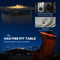 Outsunny 72.5 x 72.5cm 50,000 BTU Fire Pit Table, with Cover - Black(m-4)