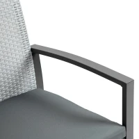 Outsunny Polyrattan Sitzgruppe für 2 Personen Balkonmöbel Set mit Beistelltisch mit Sitzkissen Stahl Schwarz+Grau(m-9)