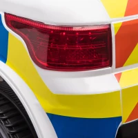 HOMCOM Coche Eléctrico Infantil de Policía Coche de Batería 12V con Mando a Distancia Bluetooth Luz USB Sirena Blanco(m-8)