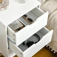 HOMCOM Bedside Table, Bedside Cabinet with 3 Drawers, Side End Table with Pine Wood Legs for Bedroom Living Room, Cream White(m-9)