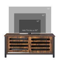 HOMCOM TV Schrank Fernsehschrank Fernsehtisch TV Lowboard Kommode für Fernseher kleiner als 50" mit 2 Türen Regal Industriedesign Wohnzimmer Schlafzimmer Metall Rustikal-Braun 120 x 42 x 52 cm(m-6)