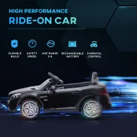 HOMCOM Benz SLC 300  Licensed 12V Kids Electric Ride On, with Music, Remote Control, LED Headlights, Horn, Black(m-4)