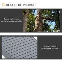 Outsunny Fauteuil de Jardin Adirondack Pliable avec Repose-Pied et Table Basse Bois Sapin traité Gris(m-5)