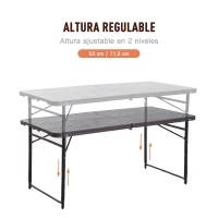 Outsunny Mesa de Camping Plegable y Portátil tipo Mesa Buffet Auxiliar Ligera y Multiusos con Asas PP 122x61x53/71.5cm(LxAnxAl)(m-5)