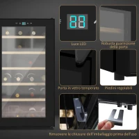 HOMCOM Cantinetta Vino Frigo per 24 Bottiglie, Capacità 65L, Controllo Temperatura e Ripiani Estraibili, Nero(m-5)