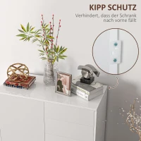 HOMCOM Aufbewahrungsschrank mit 2 Schubladen, 2 Türen, mit Kippschutz, für Wohnzimmer, Schlafzimmer, 79 x 36 x 74 cm, Weiß(m-7)