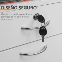 HOMCOM Cajonera de Oficina con Cajón con Cerradura y Armario con Ruedas Soporte de Impresora para Estudio 40x35x60 cm Blanco(m-7)