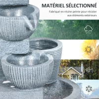 Outsunny Fontaine de jardin à énergie solaire fontaine à cascade en résine à 4 niveaux avec lumières LED et pompe(m-7)